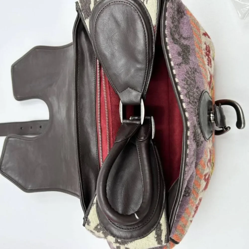 Stella McCartney RARE Y2K Multi-Color Aztec Tweed & Vegan Leather Shoulder Bag - Picture 8 of 14